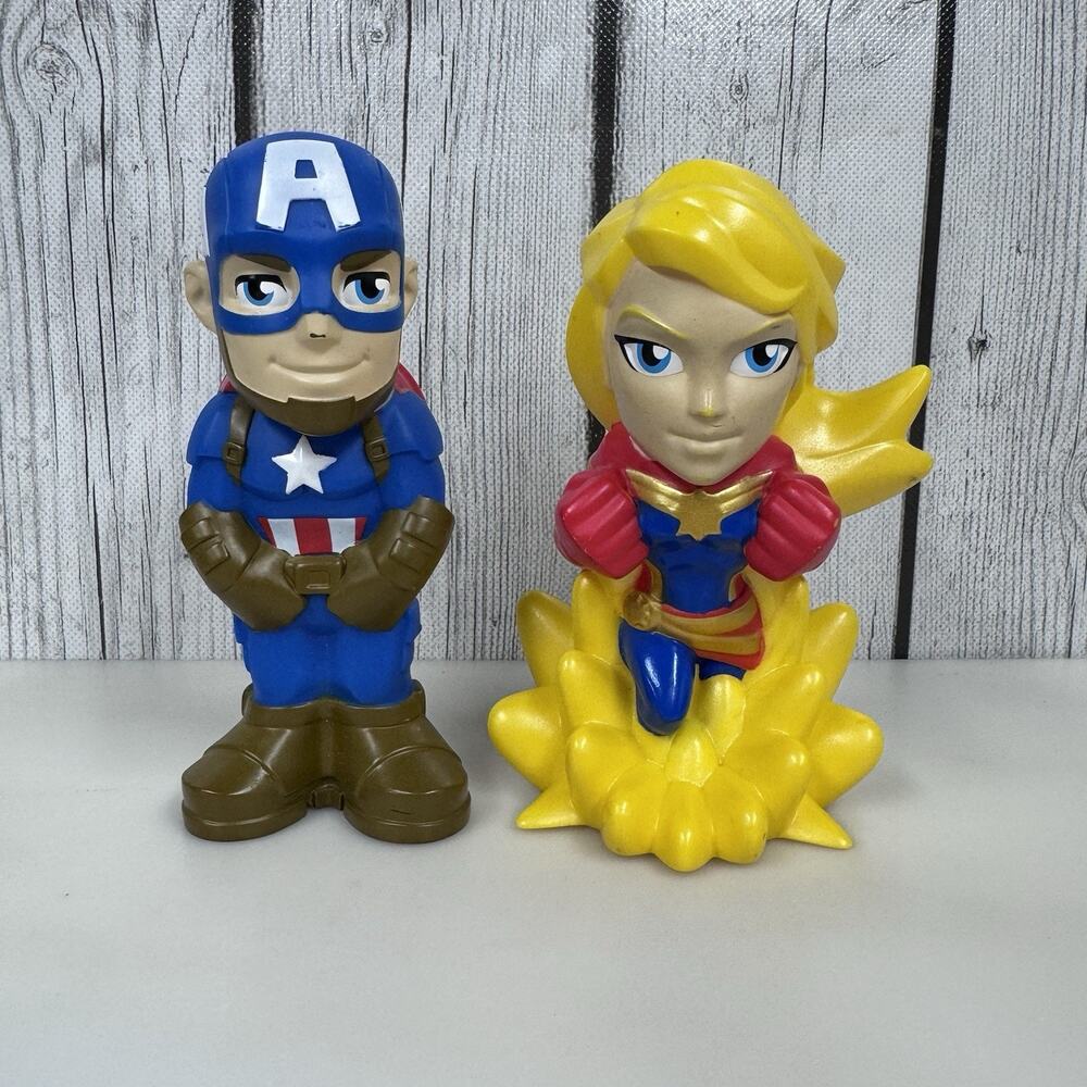Disney Marvel Captain America & Captain Marvel Figurine Bath Toys Plastic 5"